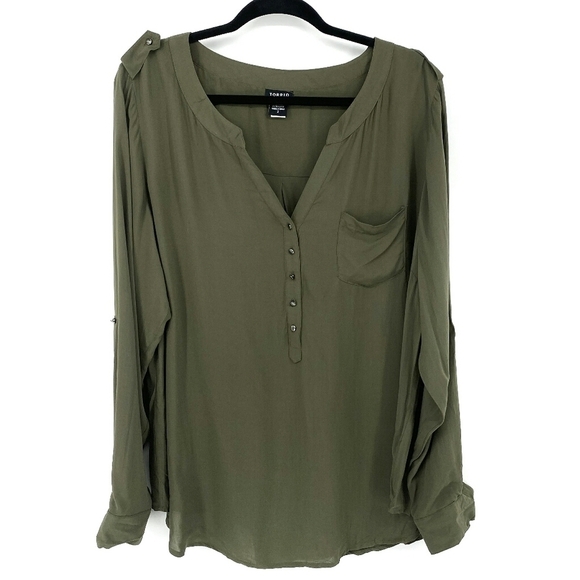 Torrid Sheer Green Blouse - Picture 3 of 6